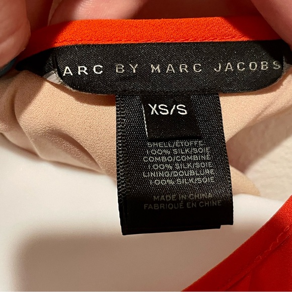 MARC JACOBS Silk Midi Orange & Cream Colorblock Tent Dress US XS/S - Picture 15 of 15